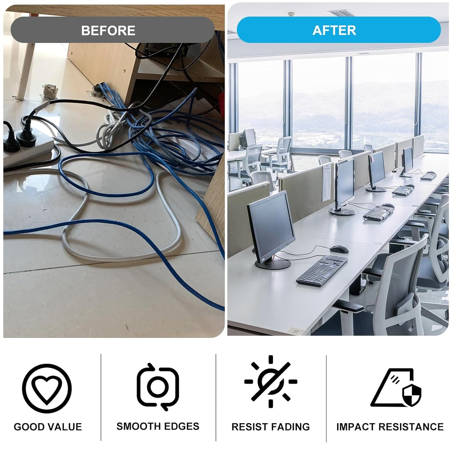 2" White Desk Grommet, JTemgle Flexible Cable Grommet Rubber Cable Hole Cover Wire Organizer Caps Desktop Cord Management for Home Office TV Stands Tabletops, 5 Pieces