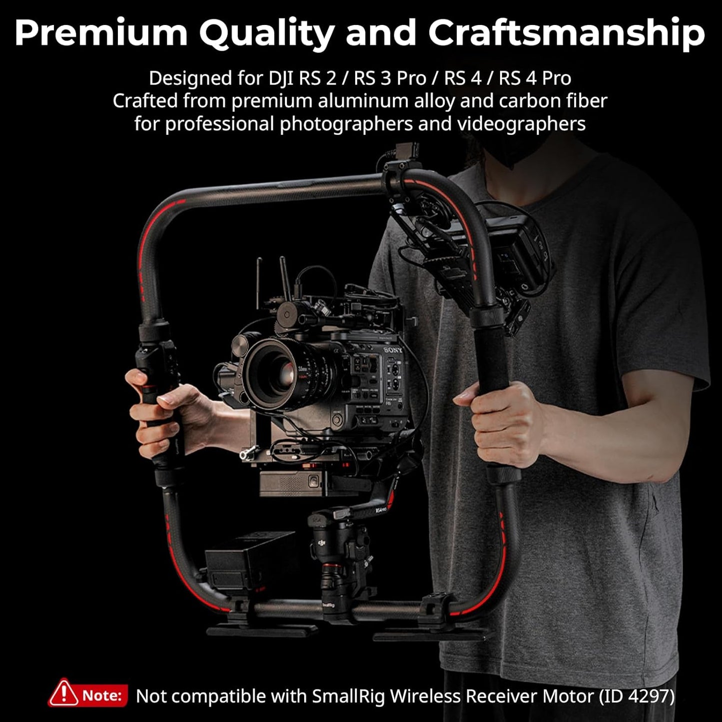 SMALLRIG Stabilizer Handheld Ring Grip for DJI RS 2 / RS 3 Pro/RS 4 / RS 4 Pro Gimbal, Supports Various Controls, Integrated Foldable Design, Max Load 17.6 lb - 4328