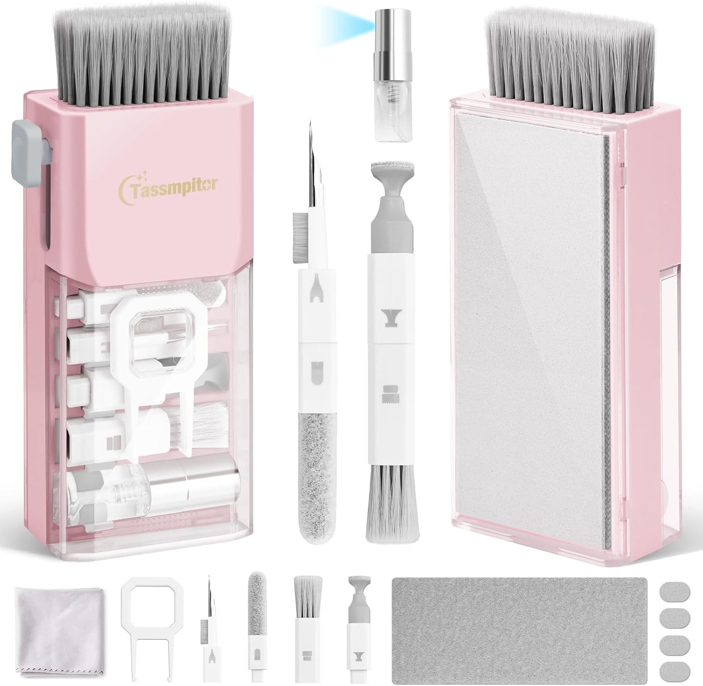 Keyboard Cleaning Kit, All in 1 Laptop Cleaning Kit for MacBook iPhone iPad Camera Lens Airpods Computer, Compact Keyboard Cleaner with Spray and Brush, Multitool for Electronic Screen