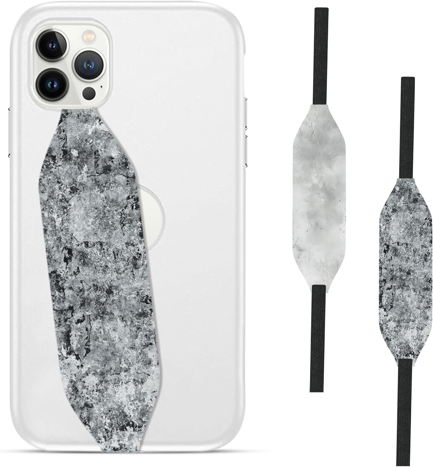 Phone Grip Strap - Reversible Finger Holder for Phone Back, Customizable Anti-Slip Design, Wireless Charging Compatible Detachable Holder for iPhone - White