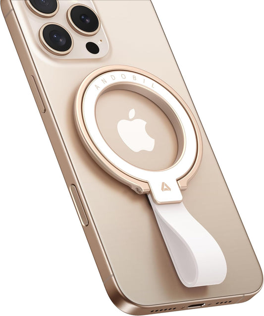 andobil [2025 Unrivaled Stability] Magnetic Phone Grip Holder for MagSafe Ring Stand Holder Kickstand Compatible with MagSafe Accessories for iPhone 16 Pro Max Plus iPhone15/14/13/12&Android,Rosegold
