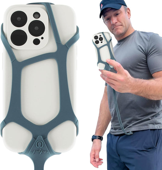 Pulpo Safety Cell Phone Lanyard Grey Fits Smartphones 6.1 to 6.8” - Anti Theft Phone Strap for Men & Women, Lanyards for Phones, Hiking Phone Holder & Cellphone Lanyard, Silicone Crossbody Straps