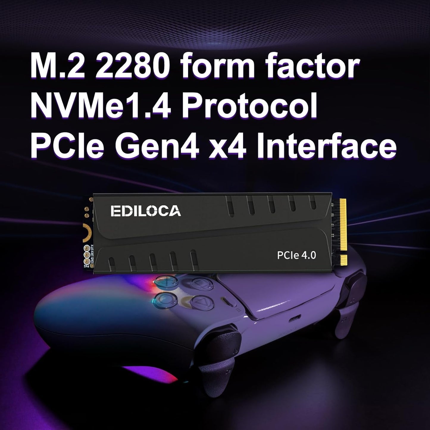 4TB PS5 SSD with Heatsink PCIe Gen4 NVMe M.2 Gaming SSD, 7400MB/s Read, 4GB DRAM Cache, 3D TLC | Internal Solid State Drive Compatible with PS5 & PC(EN855)