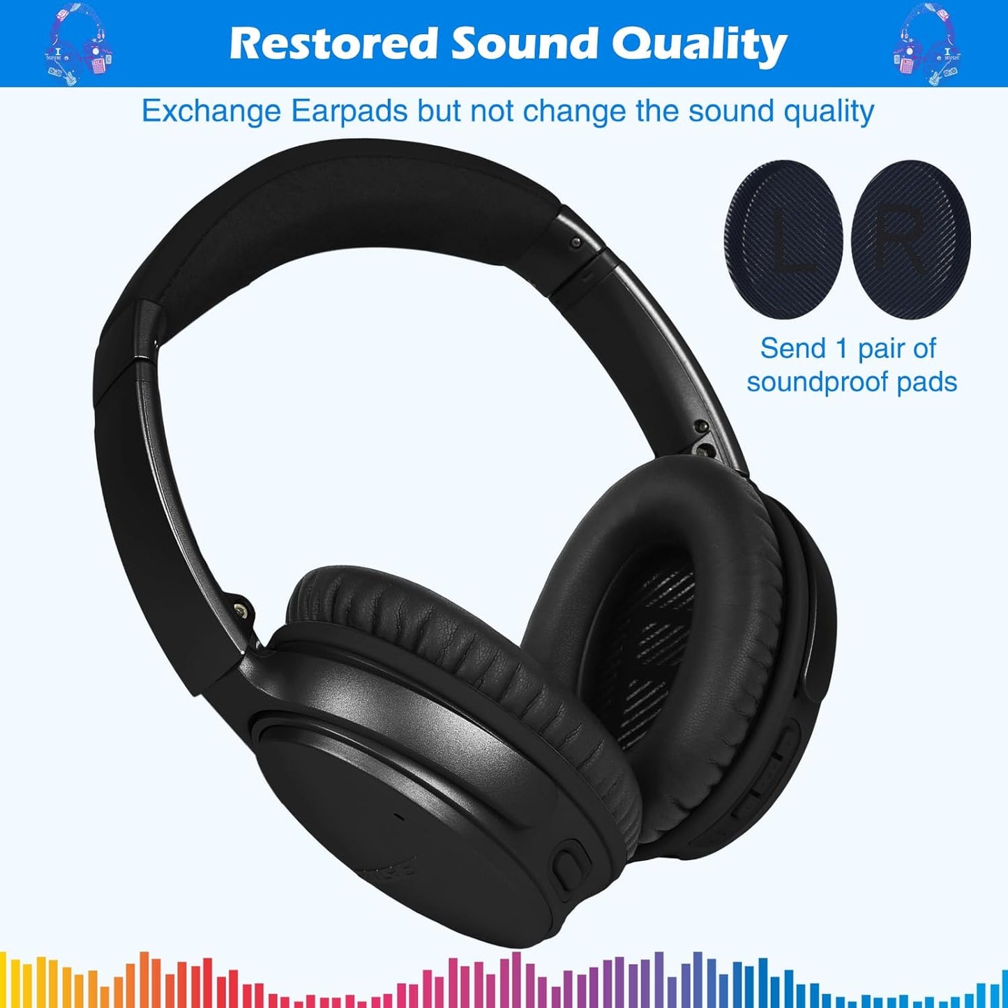 Ear Pads for Bose QuietComfort 35 ii, Premium Softer Leather Replacement Pads for Bose QC35 QC35ii Headphones Ear Pads Quiet Comfort, Noise Isolation Foam, Added Extra Thickness (Black)