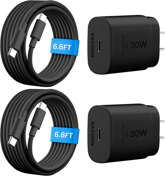 30W USB C i Phone 16 15 Charger Fast Charging, 2PACK Wall Charger for iPhone 16 15 Pro Max Charger Cord 6.6FT Fast Type C Charger Block for iPhone 16/16 Pro/15 Plus/15 Pro/15 Pro Max, iPad Pro, Black