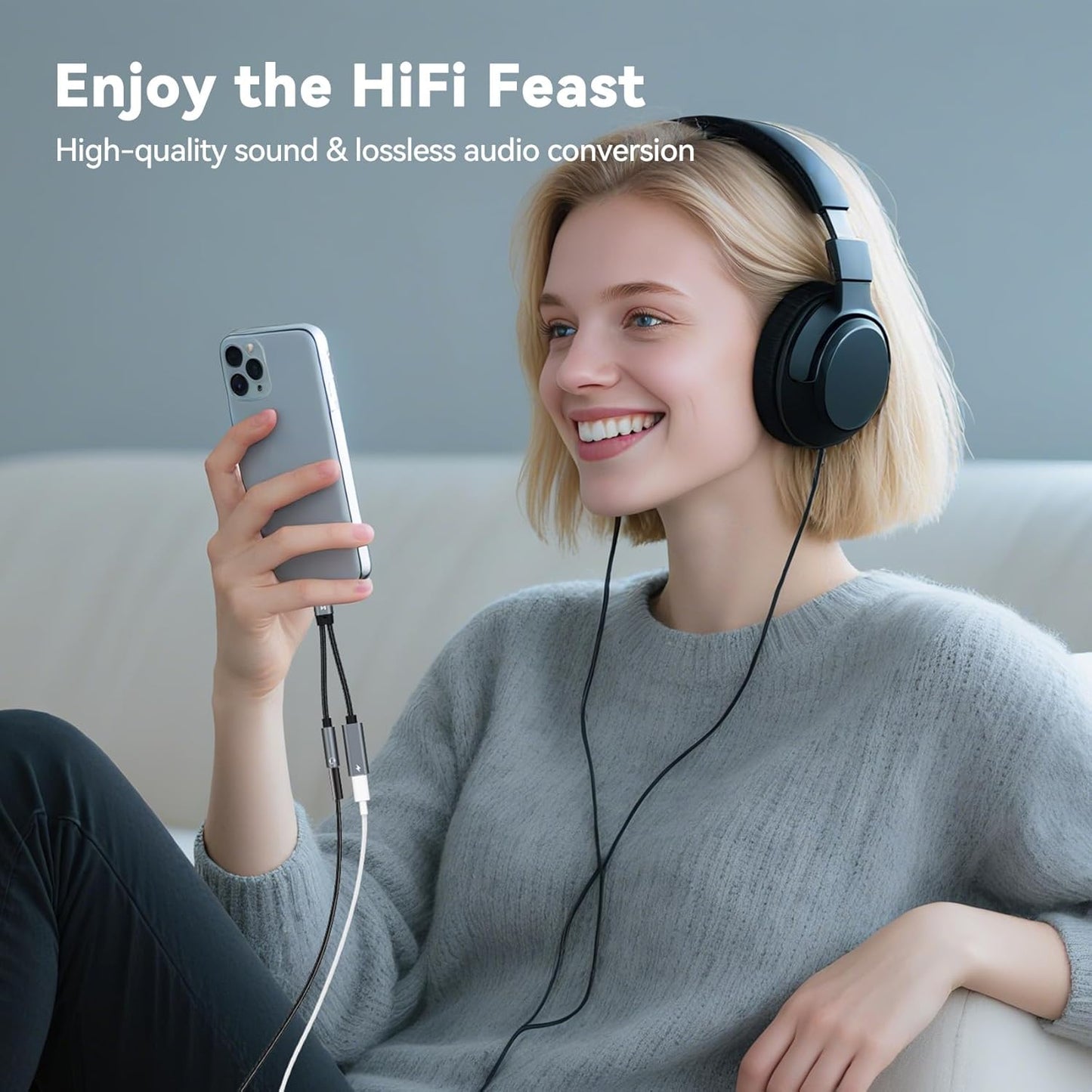 USB C Splitter for KZ ZS10 PRO, CCZ CA01 USB C to 3.5mm Audio Headphone and Charger Adapter, Type C Headphone Splitter 1 in 2 Out, IEM Cable DAC Dongle for Samsung Galaxy S25/S24/S23/S22 (USBC-3.5MM)