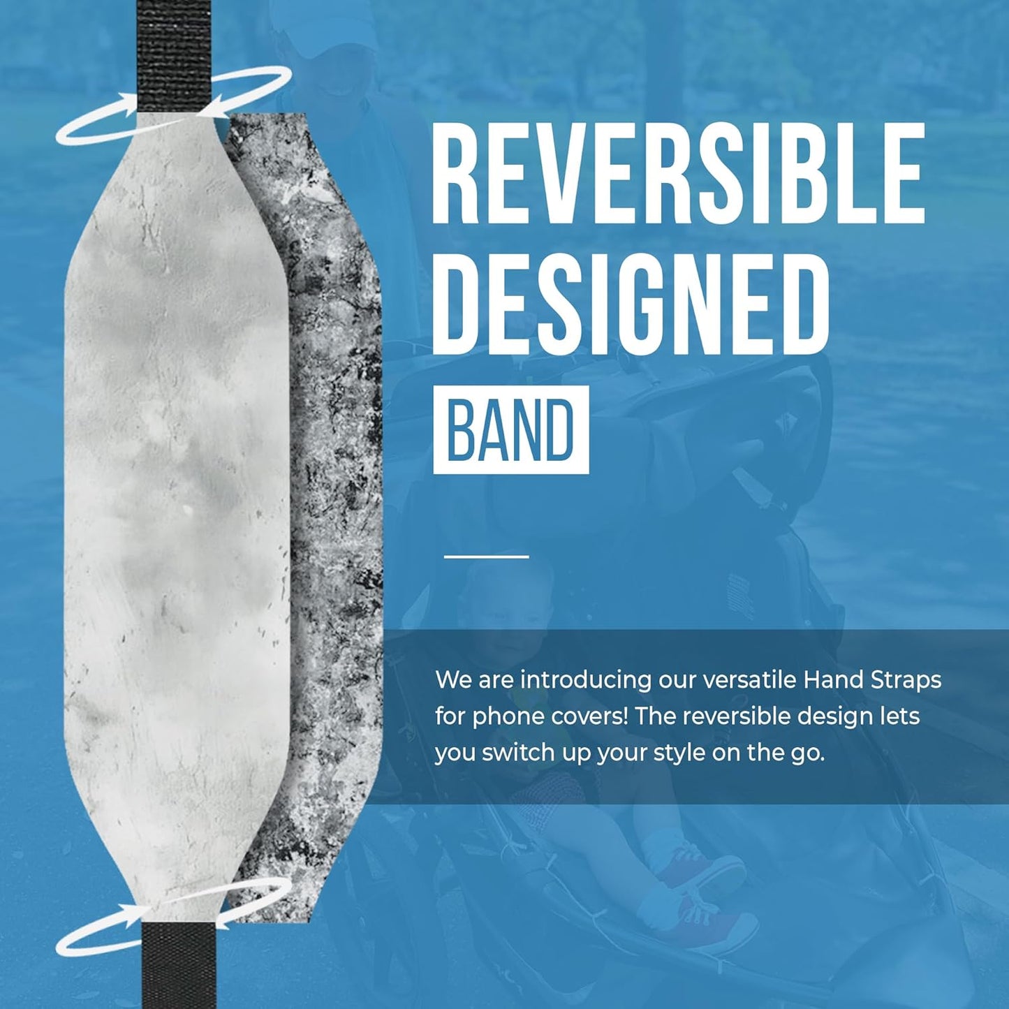 Phone Grip Strap - Pack of 2 Reversible Finger Holder for Phone Back, Customizable Anti-Slip Design, Wireless Charging Compatible Detachable Holder for iPhone - White