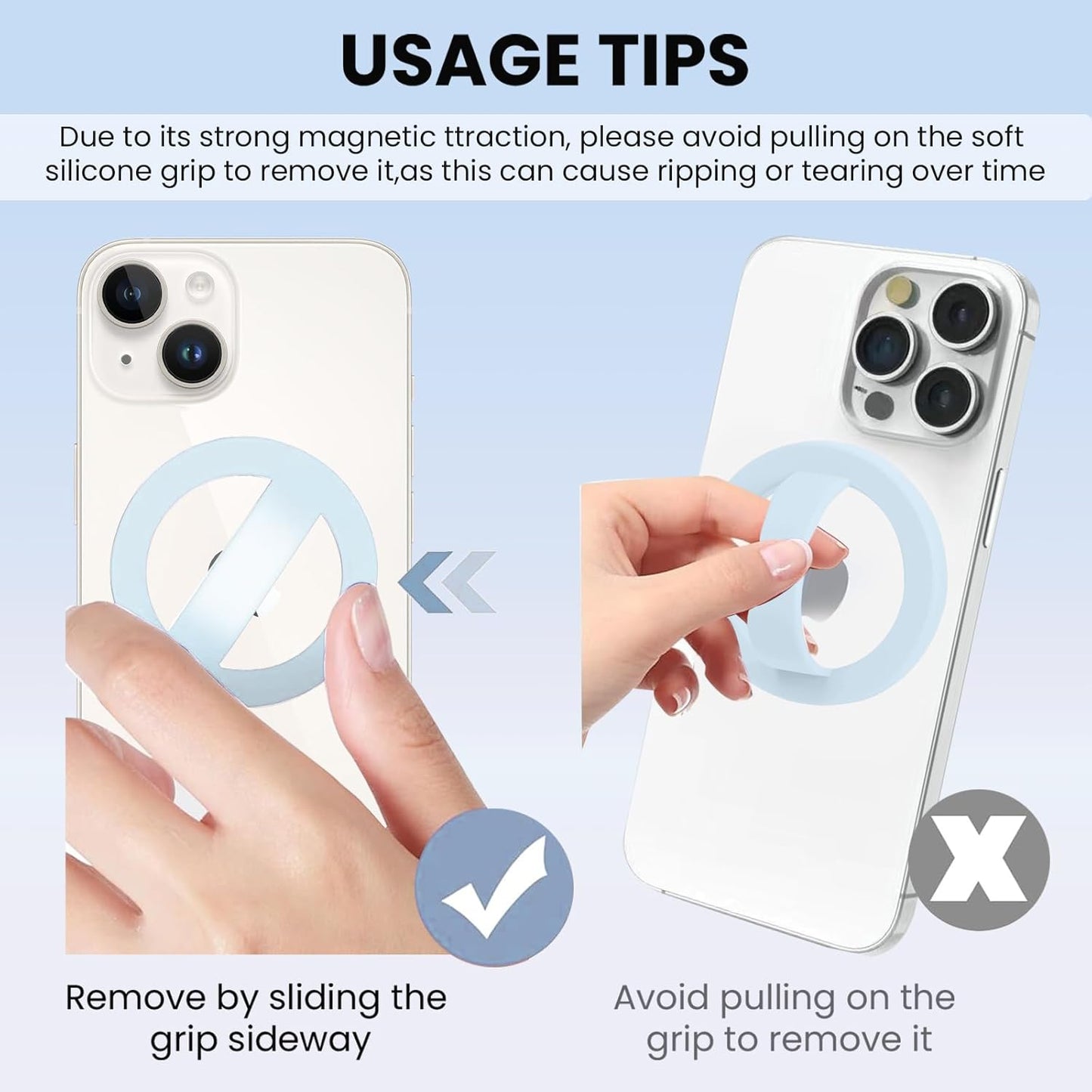 Magnetic Silicone Ring Grip Phone Holder, Loop Grip Phone Holder,Magnetic Phone Loop,Magsafe Phone Grip,Compatible with Magsafe for iPhone 16/15/14/13/12 Series (Blue)