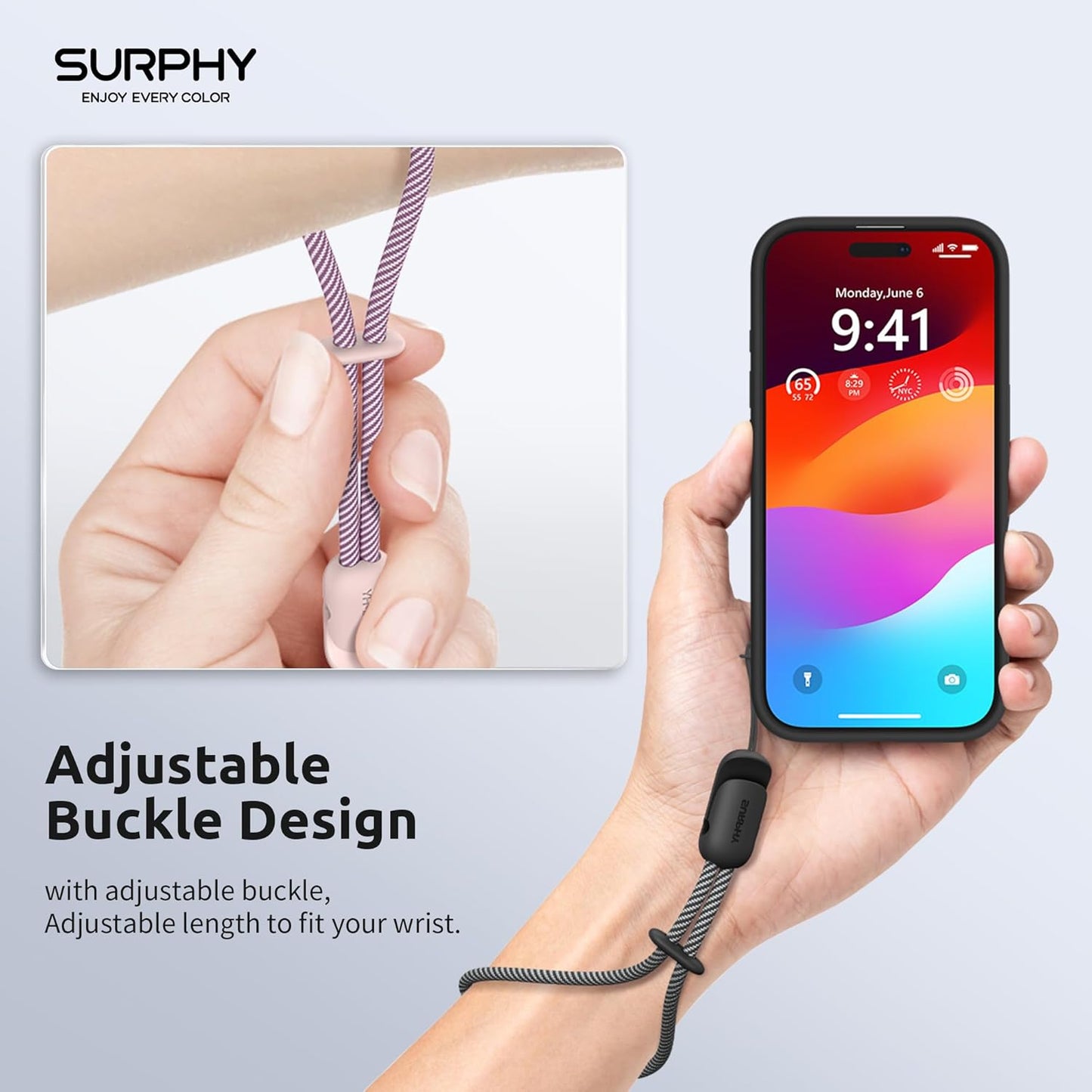 SURPHY 3 Pack Phone Wrist Strap with CellPhone Tether Tab, Cellphone Lanyard, Phone Strap with 2-Color Braided, Wrist Lanyard