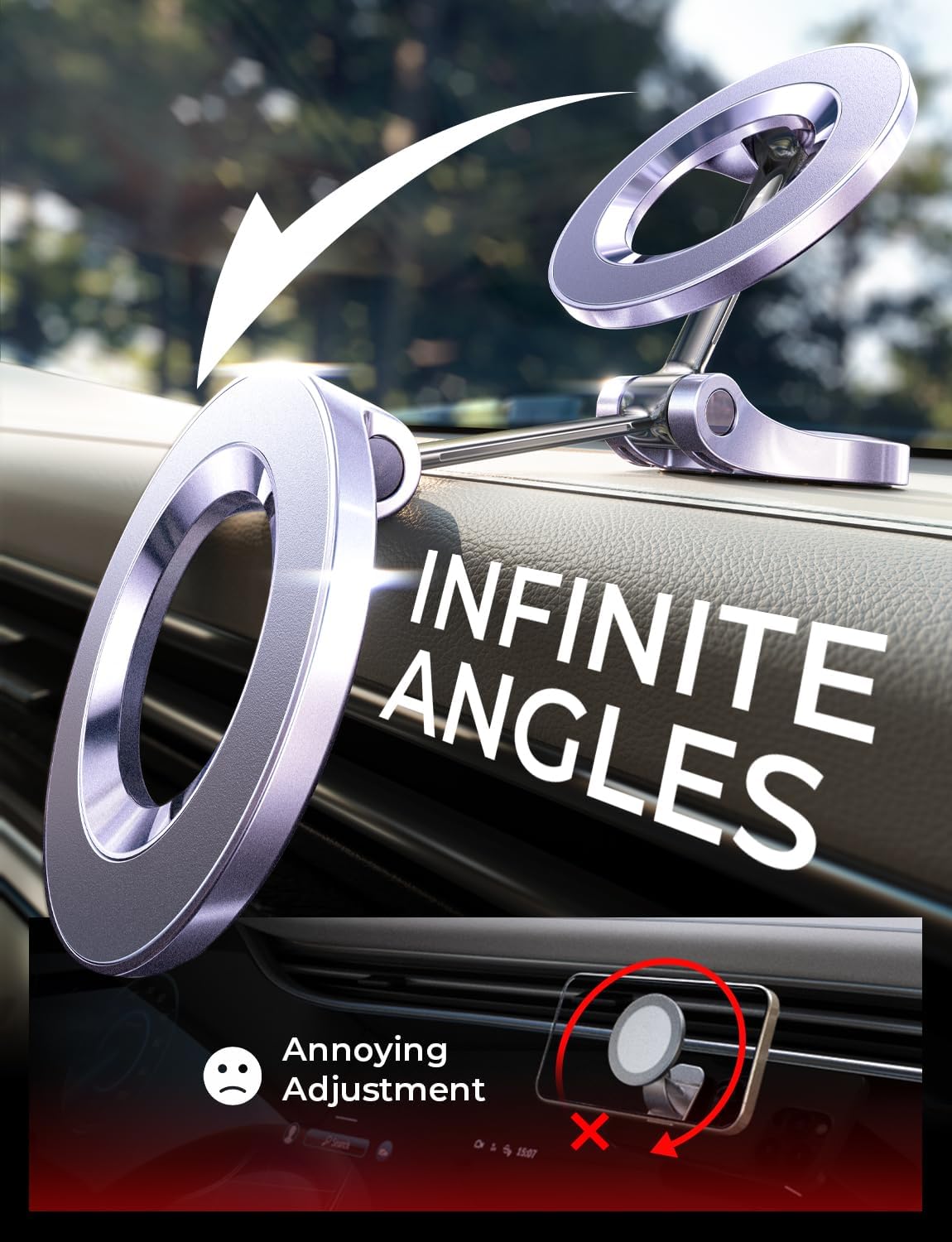 LISEN for Magsafe Car Mount, Ultra Magnetic Dashboard Phone Holder, Car Accessories for iPhone 16 Pro Max,Gifts for Men Women Him Her, Fit for iPhone16 Pro/Pro Max 15 14 13 12, Cold Brew Purple