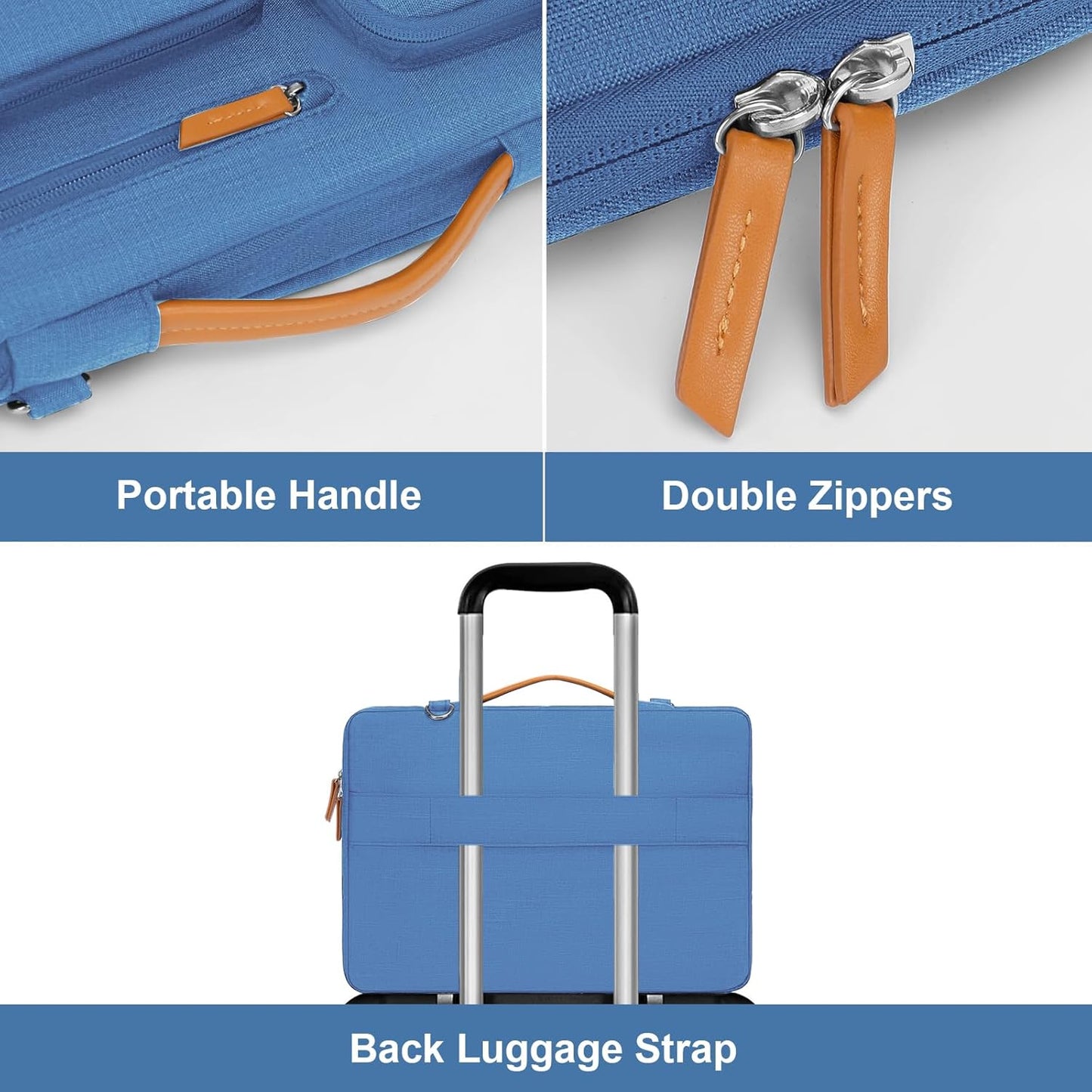 MOSISO 360 Protective Laptop Shoulder Bag,15-15.6 inch Computer Bags Compatible with MacBook Pro 16 inch, HP, Dell, Lenovo, Asus Notebook,Side Open Messenger Bag with 4 Zipper Pockets, Cadet Blue