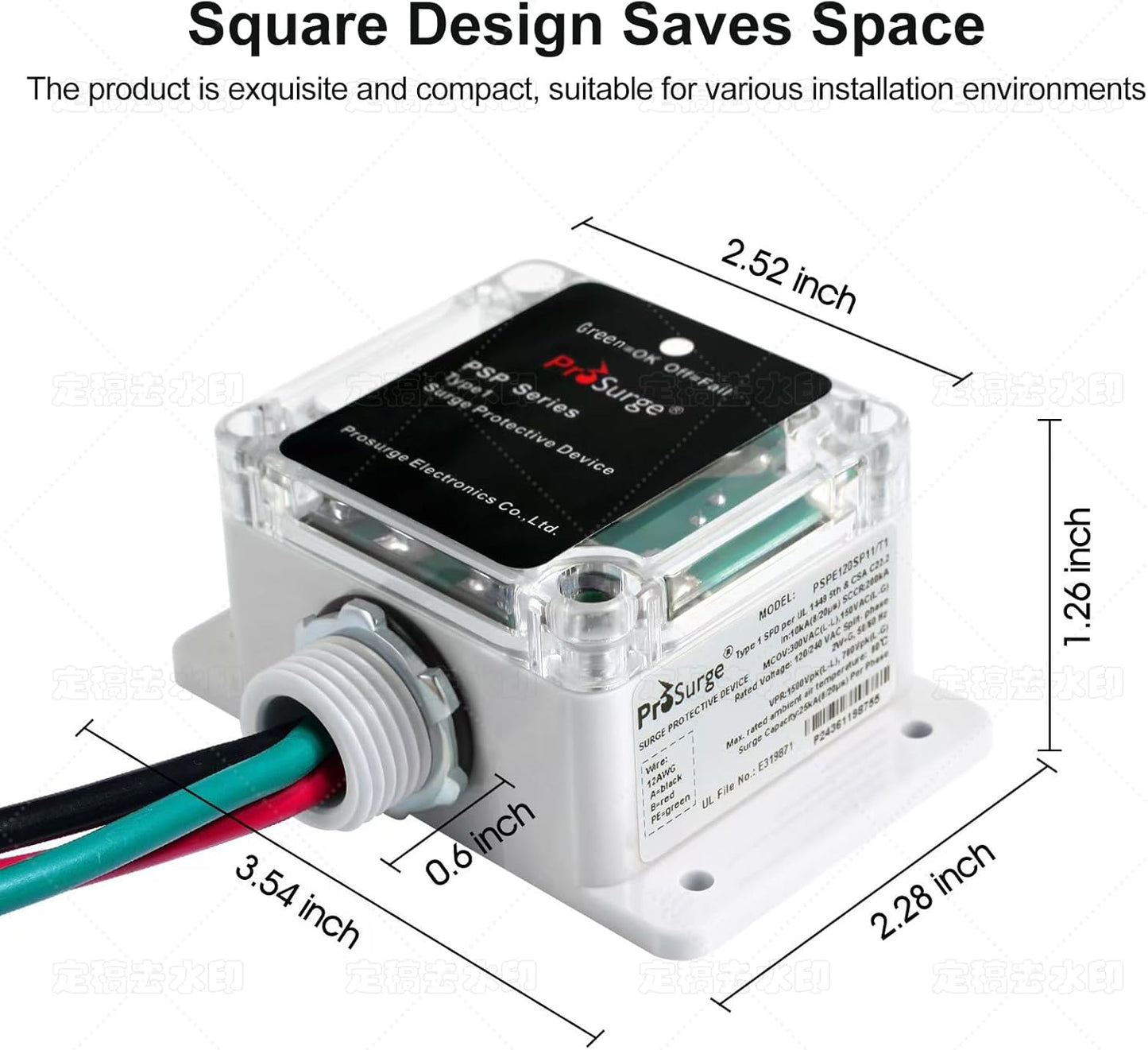 Whole House Surge Protection Device,Outdoor or Indoor,Single-Phase,3-Wire for 120/240V, 50KA(Surge Capacity per Phase),UL Listed