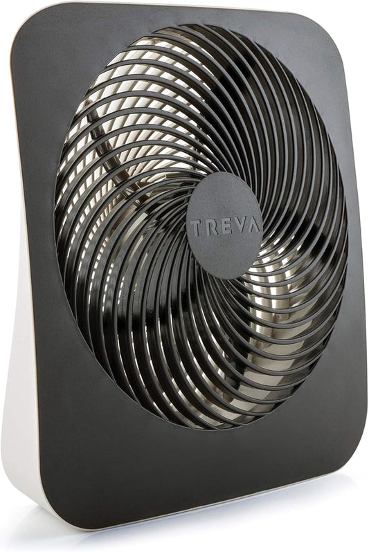 Treva 10-Inch Portable Fan, Powered by Battery and/or AC Adapter - Desk Fan Air Circulating with 2 Cooling Speeds for Personal and Travel Use (Black) (OOS)