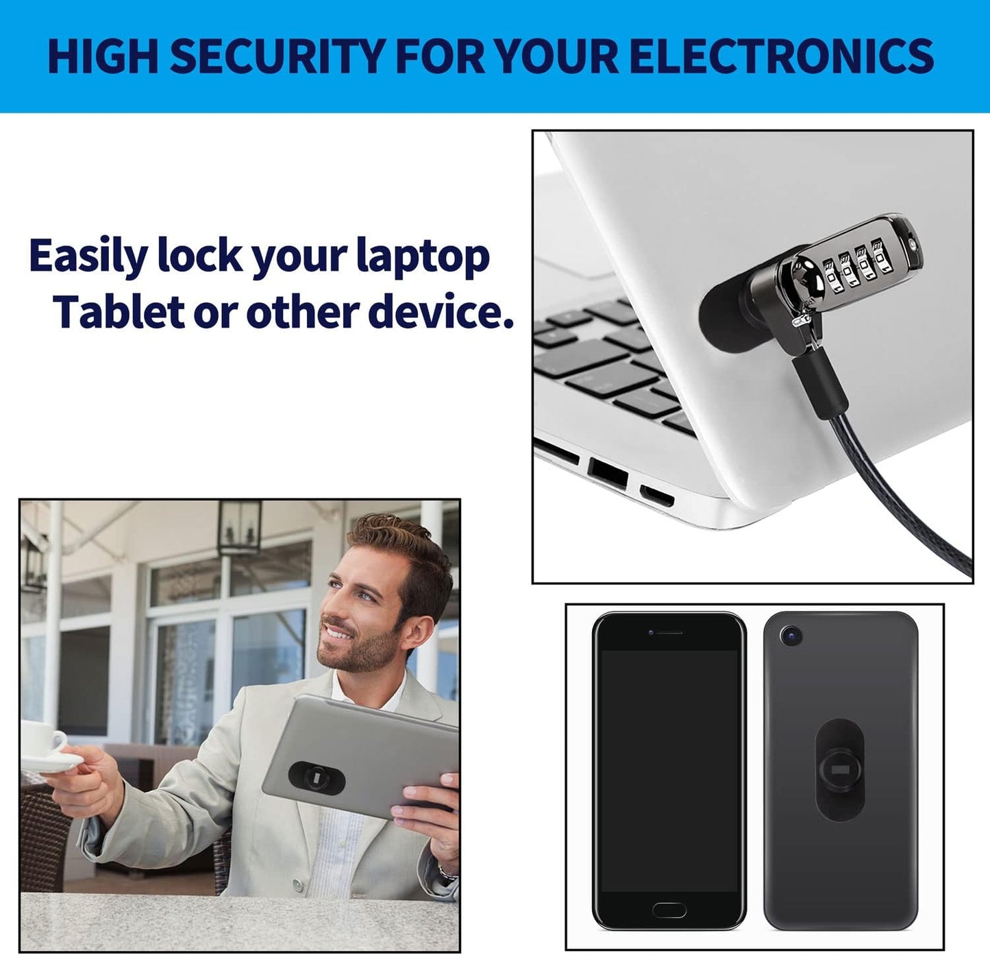 Laptop Anchor Plate and Lock Plate with Lock Slot, Self-Adhesive Security Plate Anti Theft Lock Slot for Cables to Lock Down Laptops, Mac Book, Tablets, iPad, or Other Computer