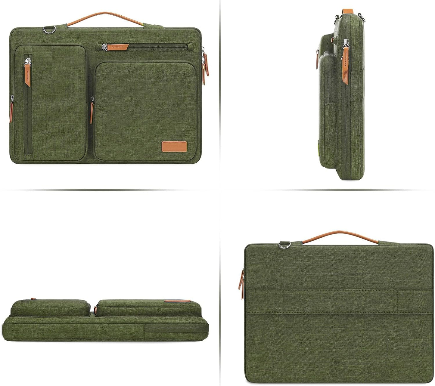MOSISO 360 Protective Laptop Shoulder Bag,15-15.6 inch Computer Bags Compatible with MacBook Pro 16 inch, HP, Dell, Lenovo, Asus Notebook,Side Open Messenger Bag with 4 Zipper Pockets, Olive Green