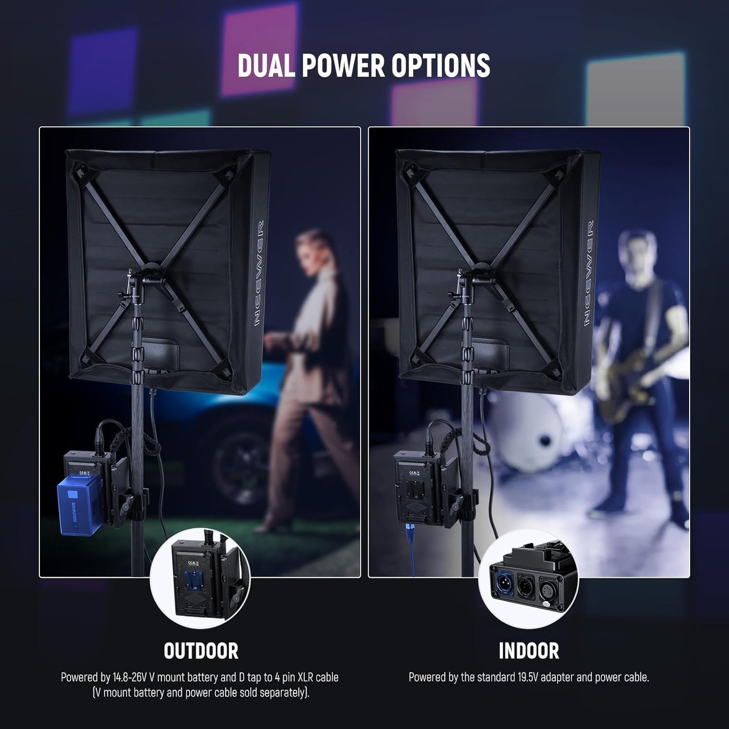 NEEWER 115W Flexible LED Video Light, Studio RGB Panel Light Mat Kit with Softbox APP/2.4G/DMX Control 2500K-10000K 14700lx/0.5m CRI96+, Key Lighting for Photography Streaming Video Recording, FL100C