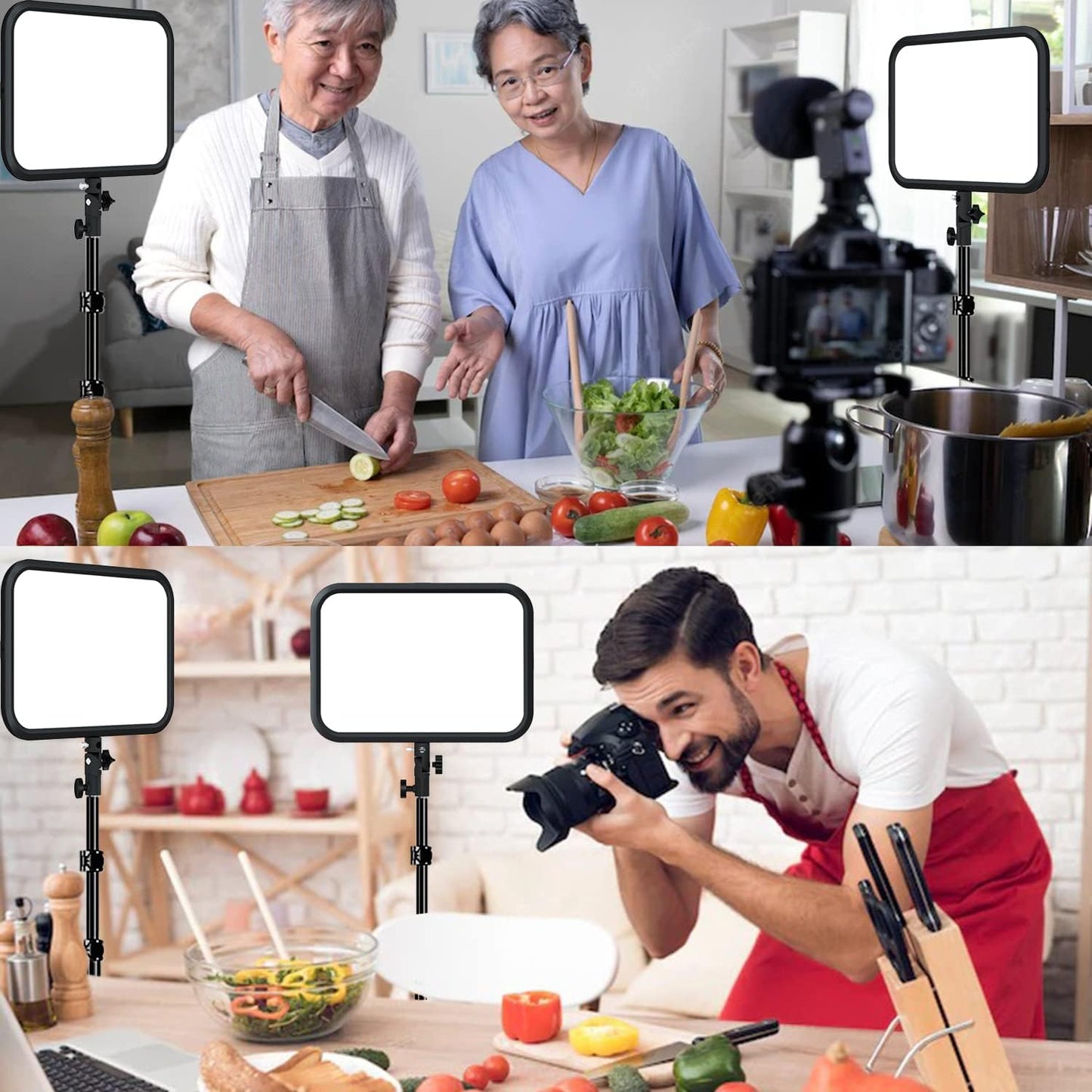 LED Video Light Panel Photography Lighting, 45W LED Studio Light for Phtography, Video Lighting Kit with 70.8" Tripod, Bi-Color 3200K–7500K, 8 Scene Lighting Effects (2 Pack)