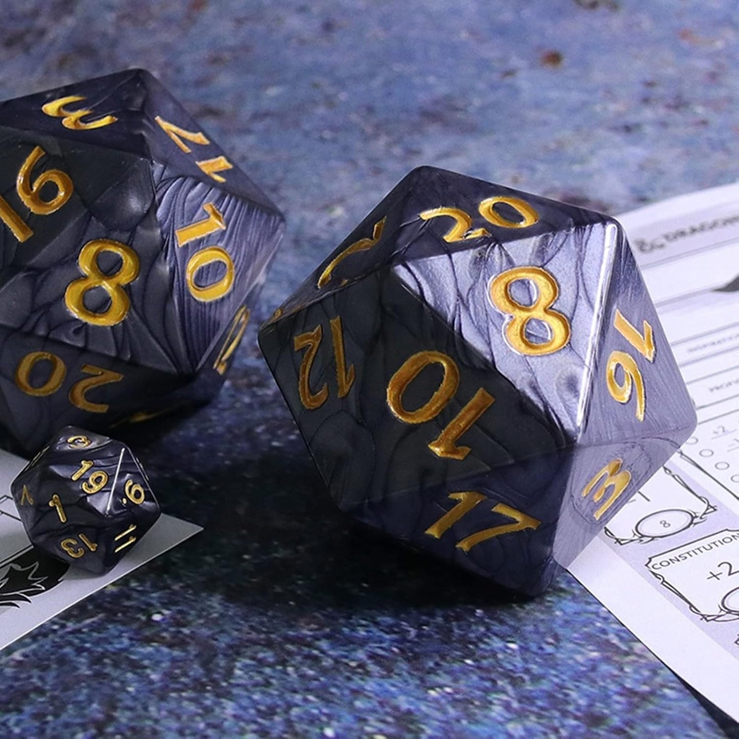 20 Sided DND Dice,D20 Giant Polyhedral Dice,55mm Titan Large Pearl Color D20 Dice,20 Sided Cube D&D Dice Set for Dungeons and Dragons, RPG, MTG Table Games(Black-Pearl Series)