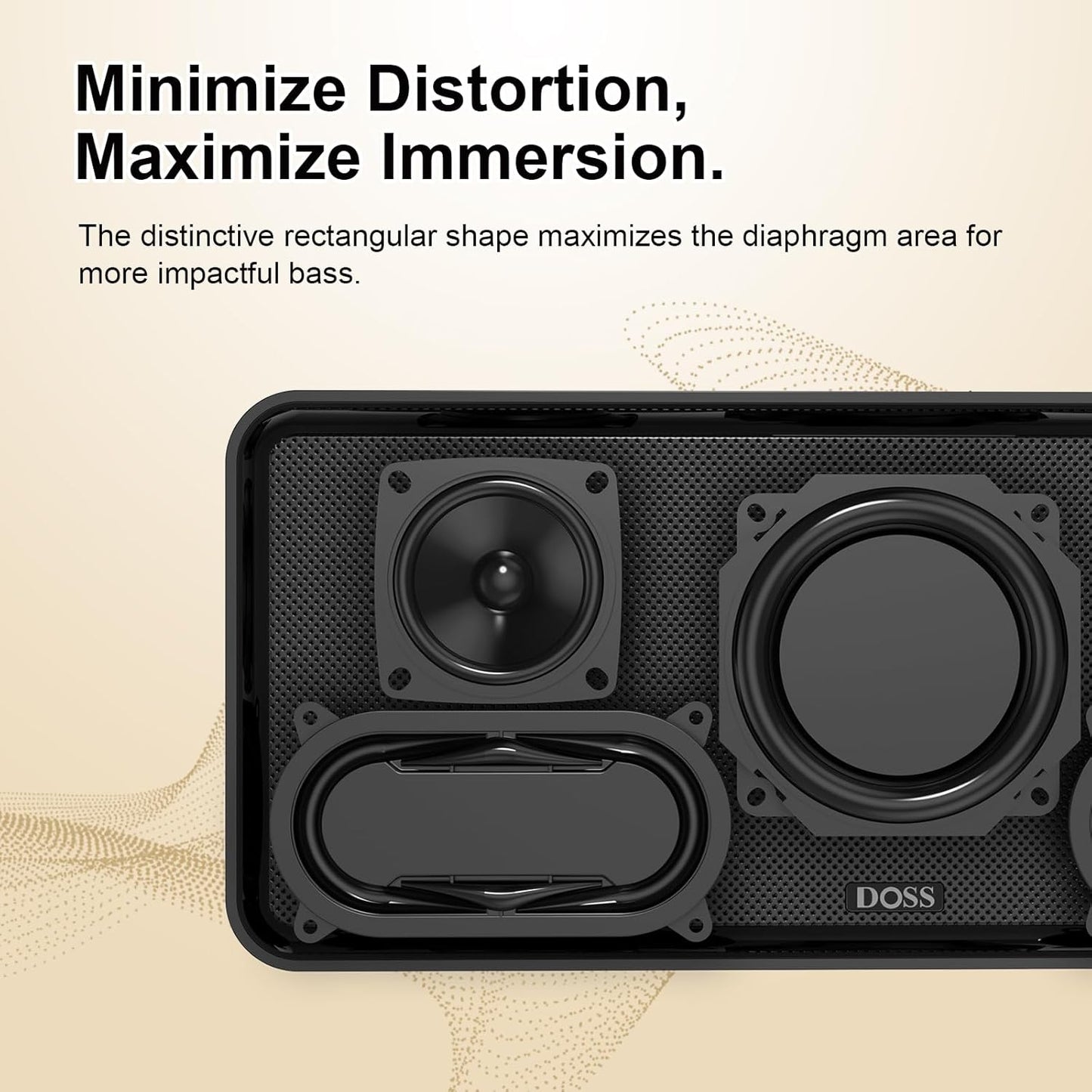 DOSS SoundBox XL Bluetooth Speaker with Subwoofer, 32W Loud Sound with Booming Bass, Dual DSP Technologies, 10H Playtime, USB-C, TWS, 2.1 Audio Channel for Home, Indoor and Office - Gold