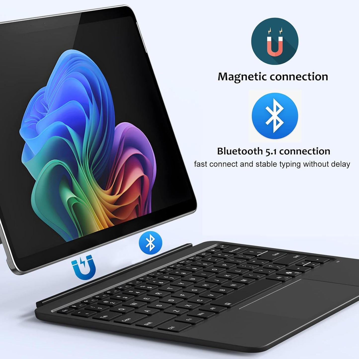 Magnetic Bluetooth Keyboard Cover for Surface Pro 12" 1st 12 inch Laptop Released in 2025 with Backlit (Blue)