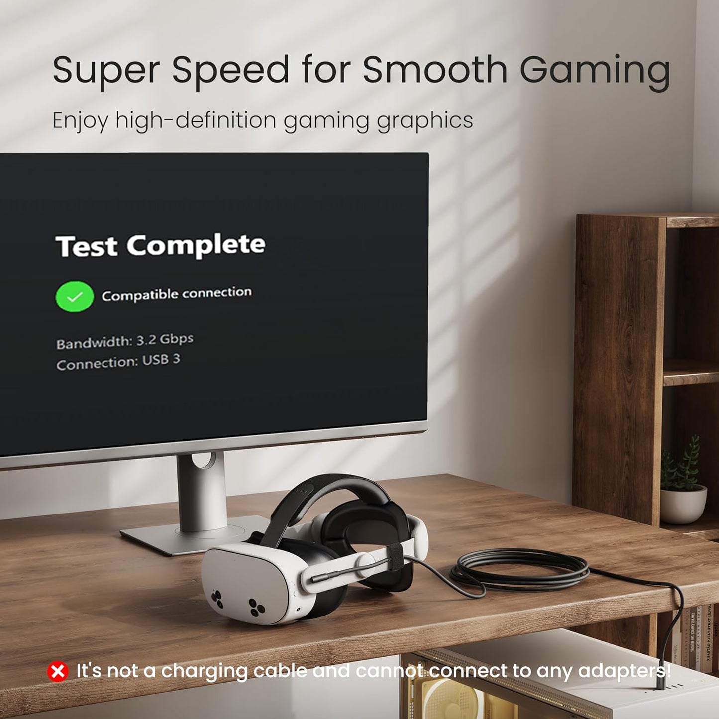 KIWI design 16FT Link Cable Compatible with Oculus/Meta Quest 3S Accessories, and Quest 3/2/Pro/Pico 4, USB3.0 Link Cable with 5Gbps Super Speed