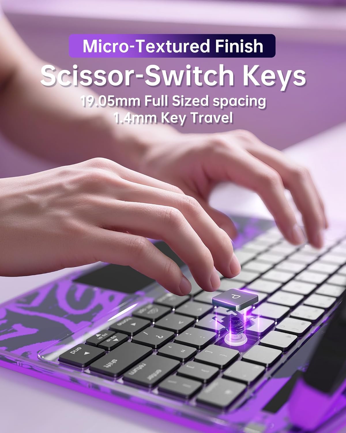 Intermerge for iPad 9th 10.2 inch Keyboard Case, 360° Transparent Multi-Touch Trackpad, 7-Color Backlit Keyboard, Pencil Holder, Type-C, Power Indicator for 9th/ 8th/ 7th - Neon Pulse