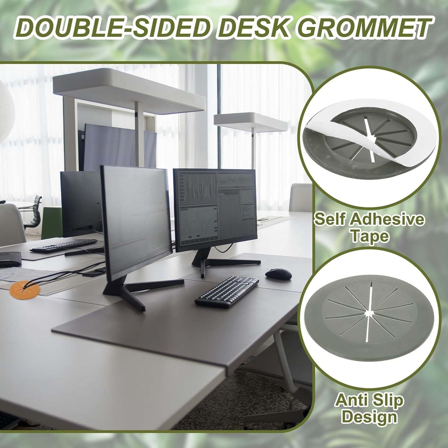 PATIKIL Desk Grommet 2-1/16", 8 Pcs Round Cable Grommet Cord Hole Cover with Adhesive Tape Flexible Table Wire Organizer for Office Home Table Countertop, Gray