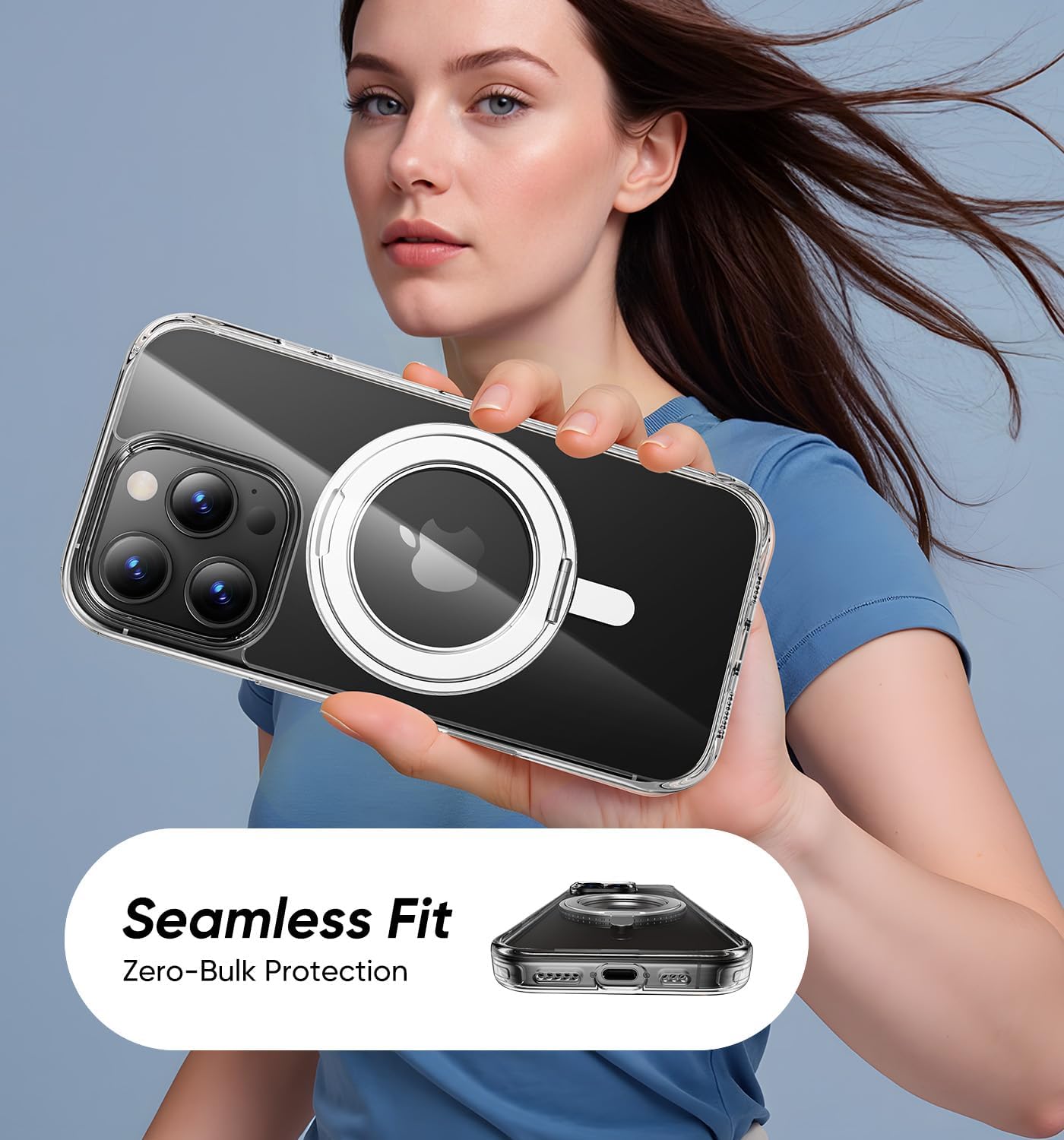 MAGIC JOHN for iPhone 15 Pro Max Case 360° Rotatable Magnetic Invisible Stand, Fit for MagSafe 15 Pro Max Phone Case, 16FT Military Grade Shockproof for iPhone 15 Pro Max Case with Kickstand, Clear