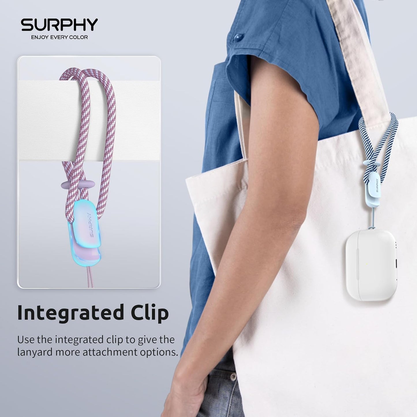 SURPHY 2 Pack Phone Lanyard for Cellphone Case, Phone Wrist Strap for Case, Cellphone Strap with 2-Color Braided, Charm Wrist Lanyard for Women, Cellphone Wrist Lanyard for Women, Lilac & Cloud Blue