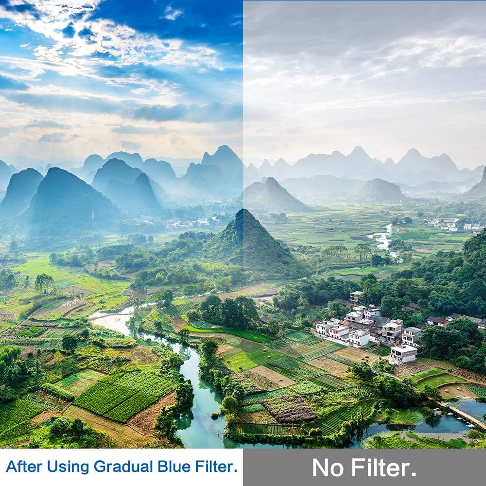 67mm Graduated Color Filters Kit 9 Pieces Gradual Colour Lens Filter Kit Set Accessory for Canon Nikon Sony Pentax Olympus Fuji DSLR Camera + Lens Filter Pouch +Lens Cleaning Cloth