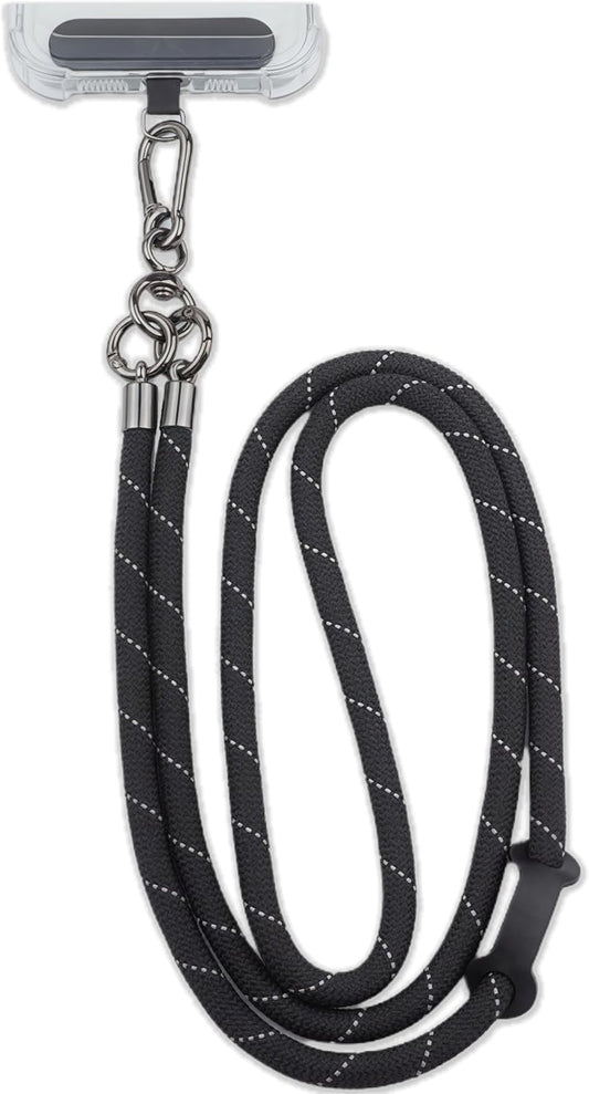 Phone Lanyard Universal Cell Phone Strap Crossbody Strap for iPhone Lanyard Around the Neck Extra Long Rope with Tether Tab for Men and Women (Black Reflective)