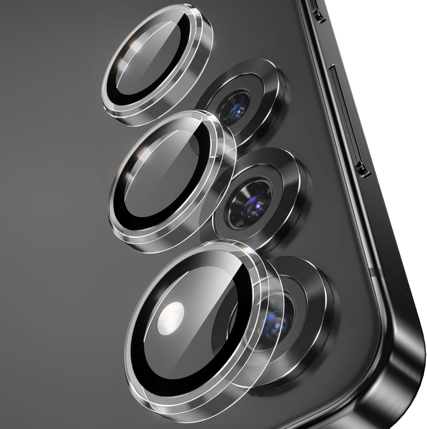 YWXTW Camera Lens Protector for Samsung Galaxy S25 Accessories [1:1 Fit & Ultra Clarity] 9H Tempered Glass Metal Individual Ring Camera Cover Screen Protector for S25, Case Friendly (Clear)