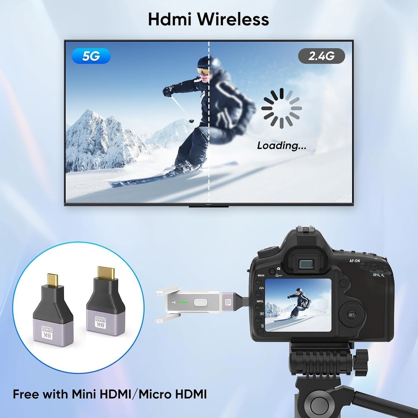 Wireless HDMI Transmitter and 4 Receivers 500FT/150M, 2.4G+5G Plug & Play Portable Wireless HDMI Splitter 1 to Multiple Screens for Video and Audio to Monitor from Laptop/PC/TV Box/Projector