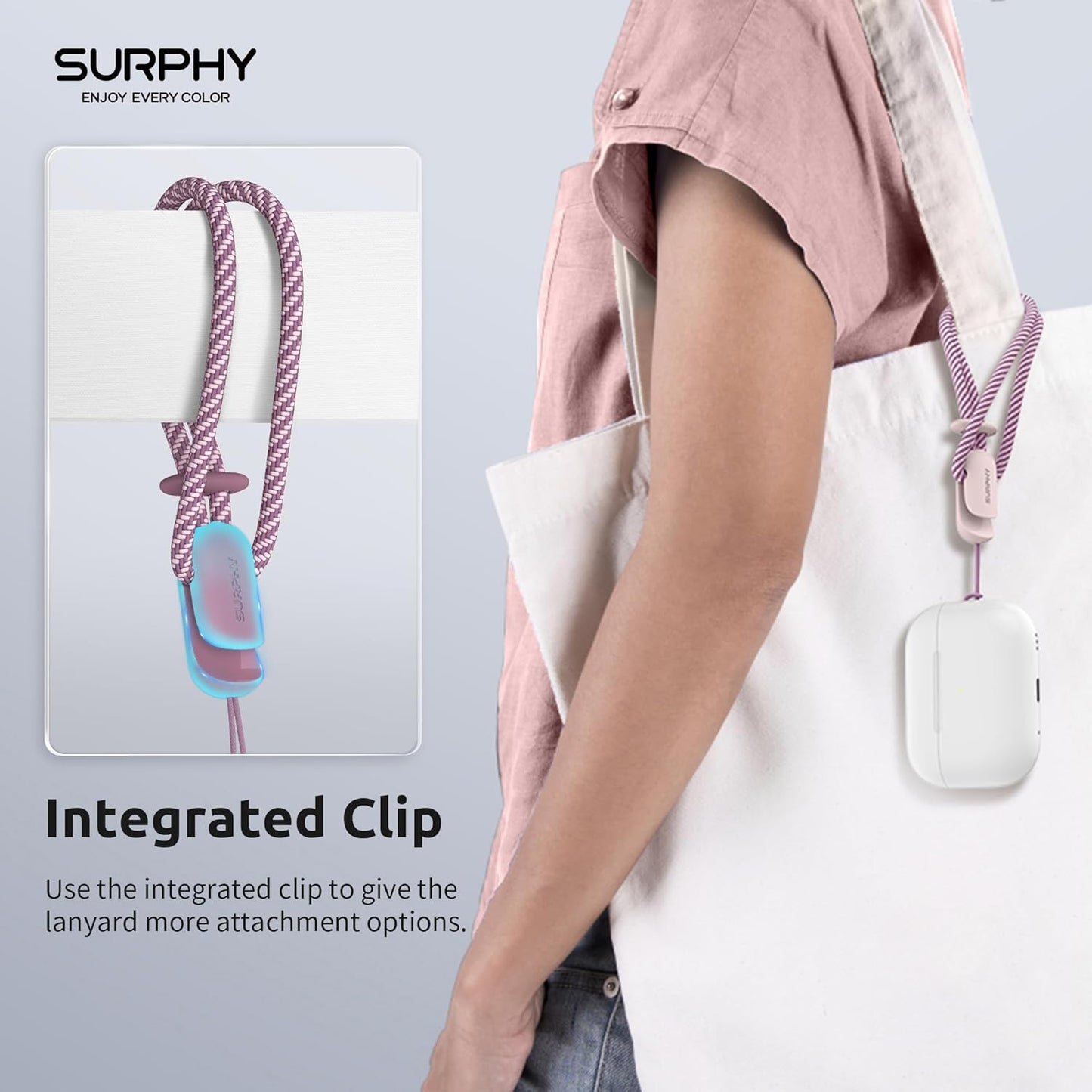 SURPHY 2 Pack Phone Lanyard for Cellphone Case, Phone Wrist Strap for Case, Cellphone Strap with 2-Color Braided, Charm Wrist Lanyard for Women, Cellphone Wrist Lanyard for Women, Pink & Lilac Purple