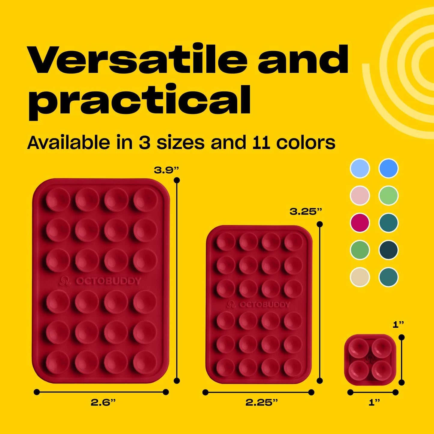 Classic - Silicone Suction Phone Case Adhesive Mount - Hands-Free, Strong Grip Holder for Selfies & Videos - iPhone & Android Compatible - 2.25″ x 3.25″, RED