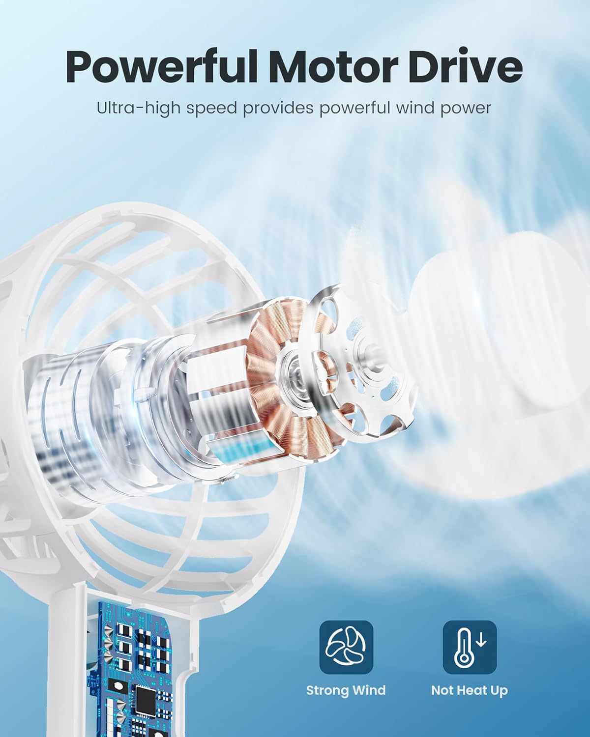 Gaiatop Mini Portable Fan, Small and Powerful, Cute Design 3 Speed Personal Handheld fan and Desktop with Base, Lightweight USB Rechargeable for Travel Lash Makeup Girl Women Summer Gift White