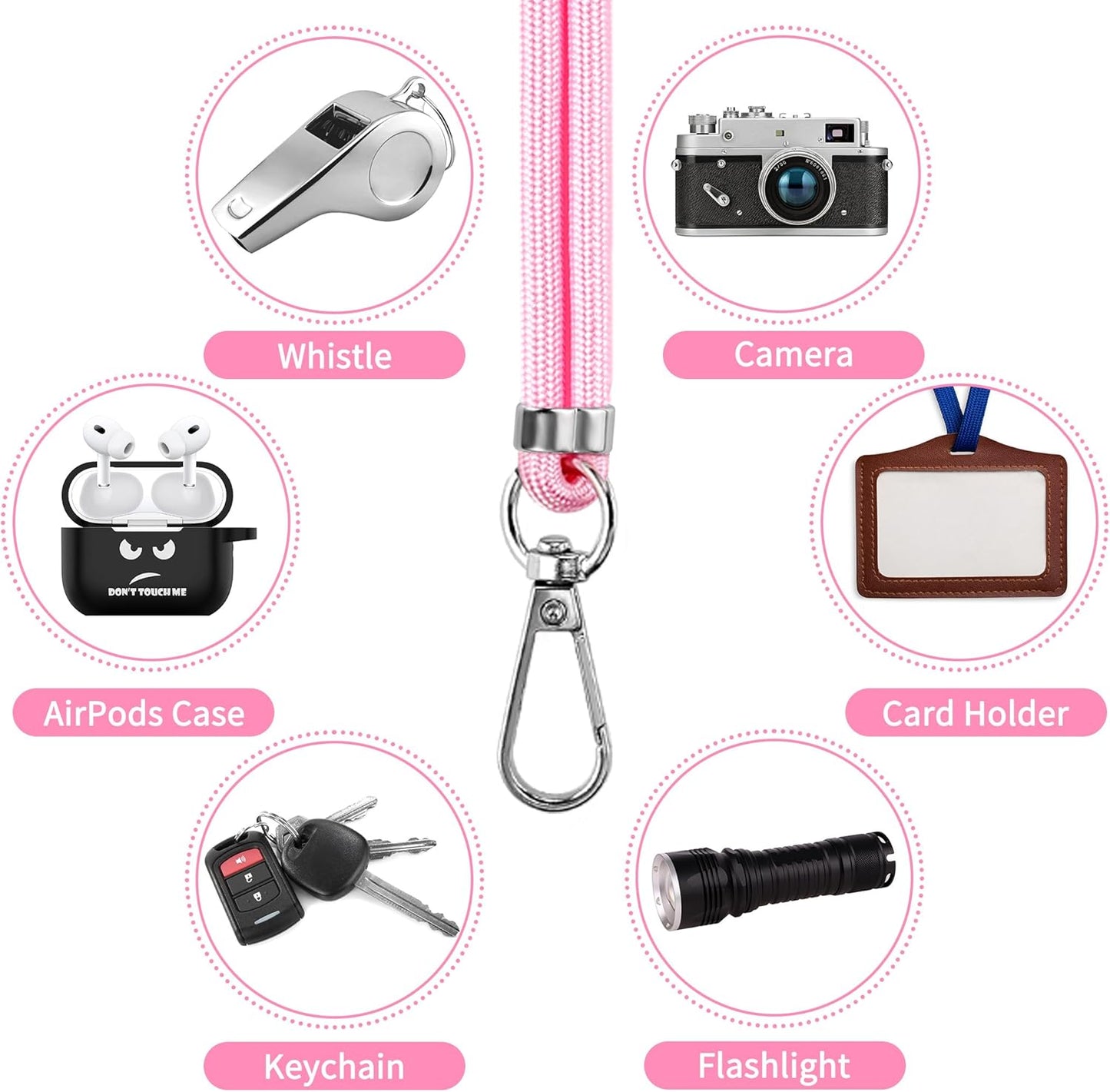 CACOE Phone Lanyard 2 Pcs-1 Pcs Adjustable Neck Strap, 1 Pcs Wrist Strap, 2 Pads, Universal Crossbody Multifuctional Cell Phone Lanyards Compatible with Most Smartphones(Light Pink)
