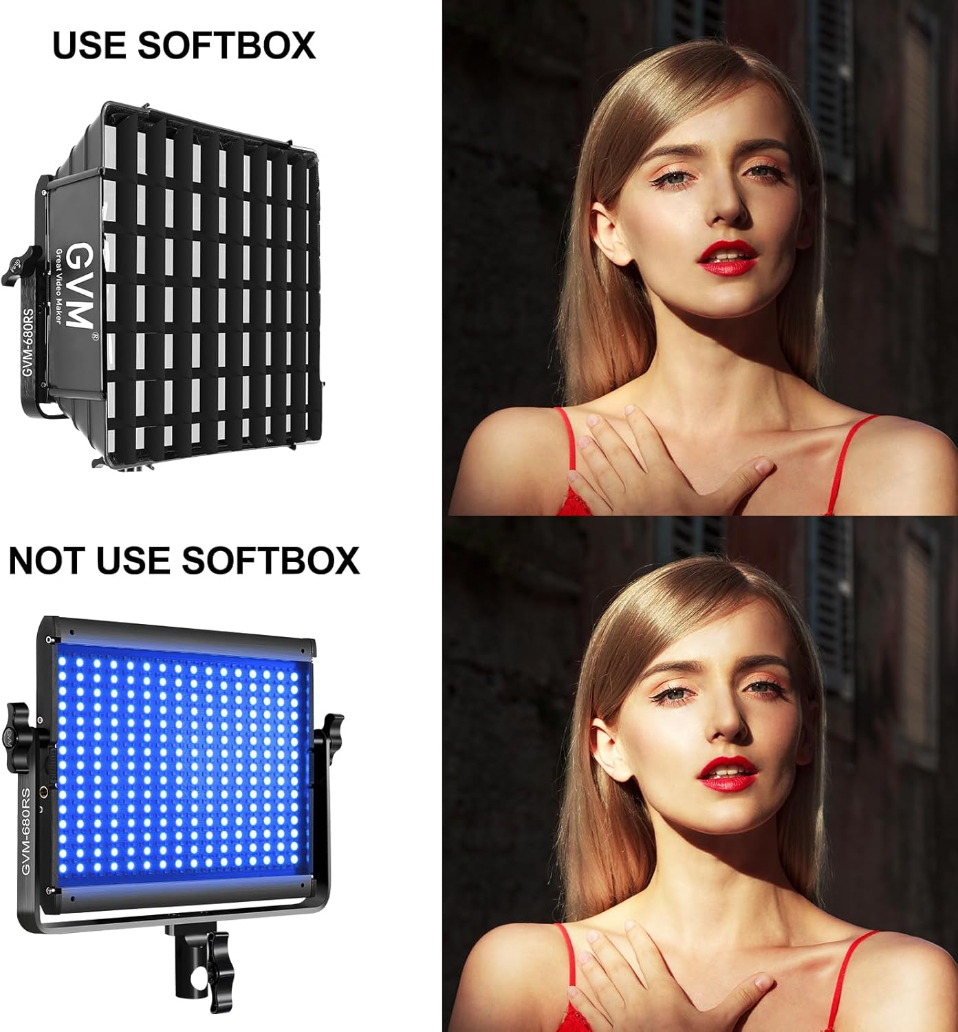 GVM RGB Photography Lighting Kits with 2 Softboxes, 680RS 50W Studio Lights with Bluetooth Control, 2 Packs Video Light with 18 Lighting Scenes, led Panel Lights for Video Recording, 8500lux/0.5m