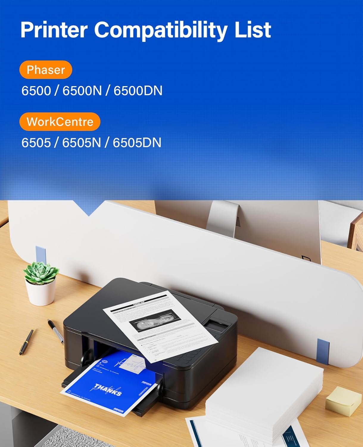 6500 6505 Toner Cartridge Set 4-Pack High Capacity 106R01597 106R01594 106R01595 106R01596 Replacement for Xerox Phaser 6500 6500N 6500DN WorkCentre 6505 6505N 6505DN Printer Black Cyan Magenta Yellow