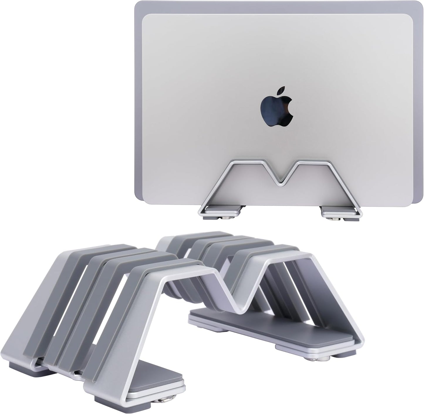 Adjustable Dual Vertical Laptop Stand - Supports 2 Devices Holder, Fit for All Laptops(10-30mm Thickness) - Fashion Design, Adjustable Width, Anti-Slip & Scratch-Resistant, Patented Design