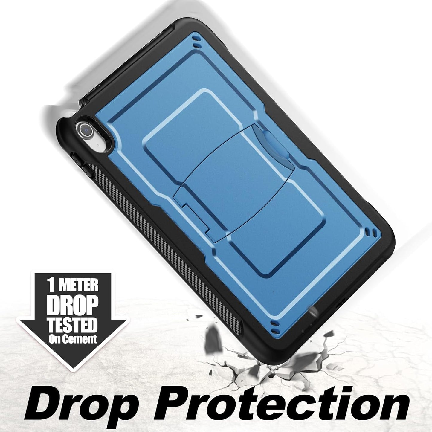 SEYMAC stock Case for iPad (A16) 11th/10th Generation 11''/10.9'' 2025/2022, with Built-in Screen Protector, Shoulder Strap, Built-in Kickstand, Rugged Full Body Shockproof Protective Case, Navy Blue