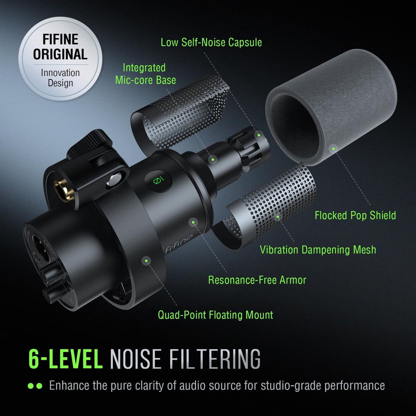 FIFINE Dynamic Microphone, XLR/USB Podcast Recording PC Microphone for Vocal Voice-Over Streaming, Studio Metal Mic with Mute, Headphone Jack, Monitoring Volume Control, Windscreen-Amplitank K688