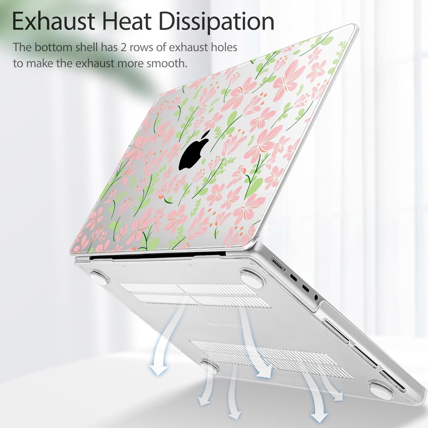 Tuiklol for MacBook Pro 14 Inch Case 2024-2021 Release M4 A3112 A3401 A3185/M3 A2918 A2992/M2 A2779/M1 A2442 Pro/Max,Hard Shell Case with Keyboard Cover & Screen Protector for Touch ID,Unique Flower