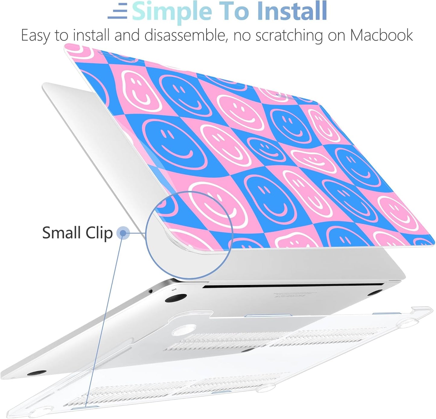 MEEgoodo Case for MacBook Pro 13 inch Case 2022 2021 2020 New A2338 M2/M1 A2251 A2289,Laptop Hard Shell with Keyboard & Camera Cover Compatible with 13 inch MacBook Pro, Smiling Faces & Checkered