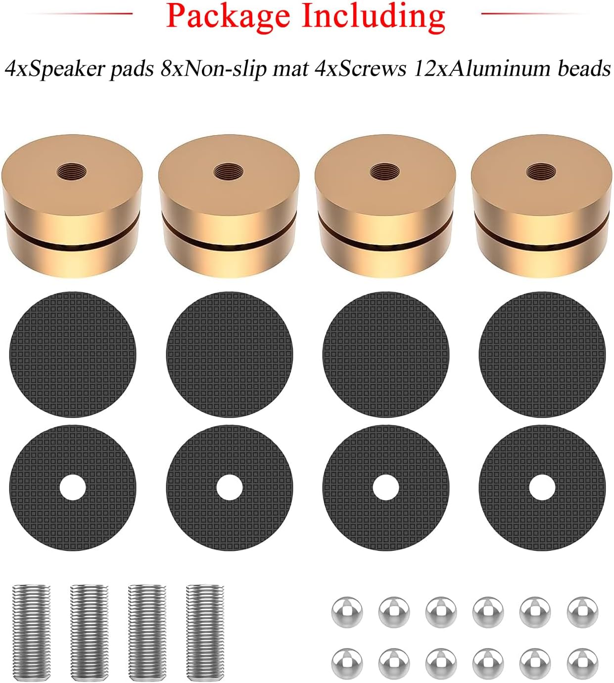 Audiocrast HiFi Speaker Spikes Stand Feet Shock Absorber Feet Pads Isolation Feet 40mm×23mm Aluminum with Balls for Audio Speaker Subwoofer CD DVD Amplifier Turntable DAC