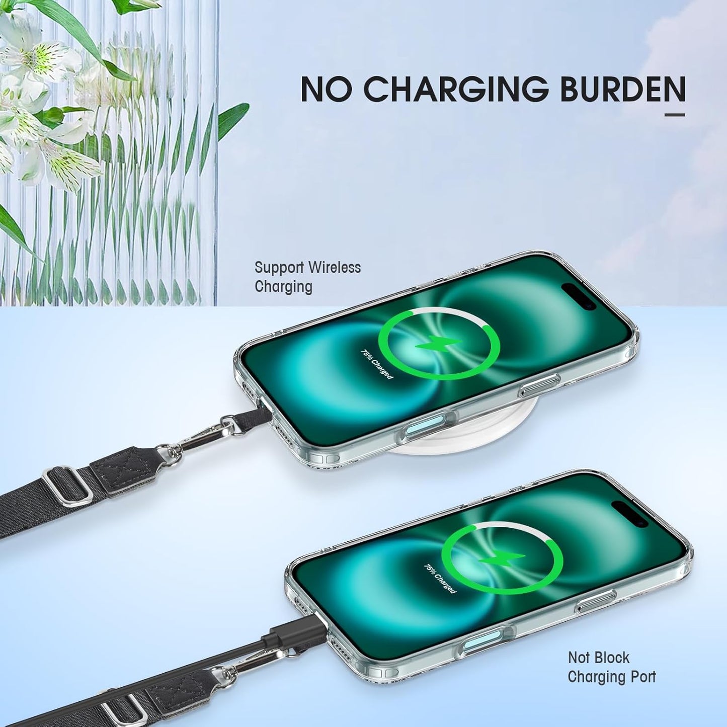 Phone Lanyard 2 Pack, Adjustable Cell Phone Multifuctional Patch Lanyards,Compatible with Most Smartphones and Wallets Keys ID Badges Travel Essentials(Black+Gray) (Lanyard Letter Sign I)