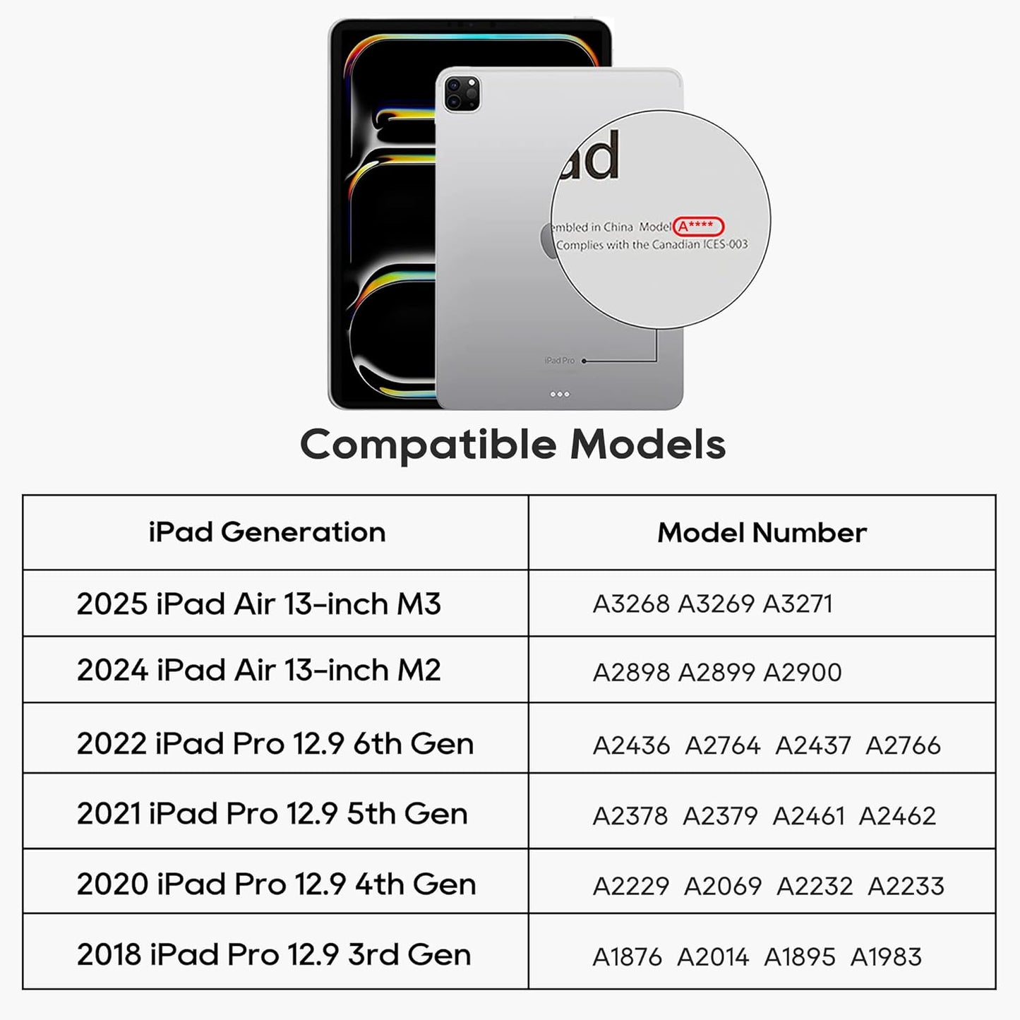 Detachable Keyboard Case for Apple 2025 iPad Air 13-inch (M3-M2) and iPad Pro 12.9-inch (6th-3rd Gen): Wireless Backlit Keyboard with Trackpad, Magnetic Protective Cover