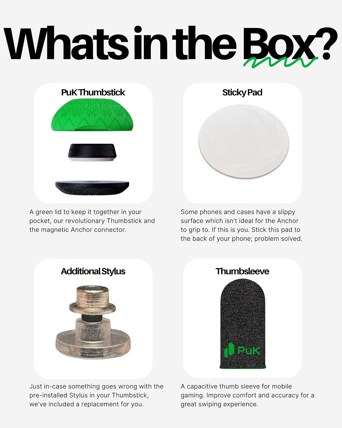 PuK Mobile Gaming Thumbstick - Magnetic Joystick for Phone with Thumbsleeve and Protective Lid - Zero Delay, Mobile Touch Screen Controller for iOS and Android Devices - Phone Joystick for Gaming