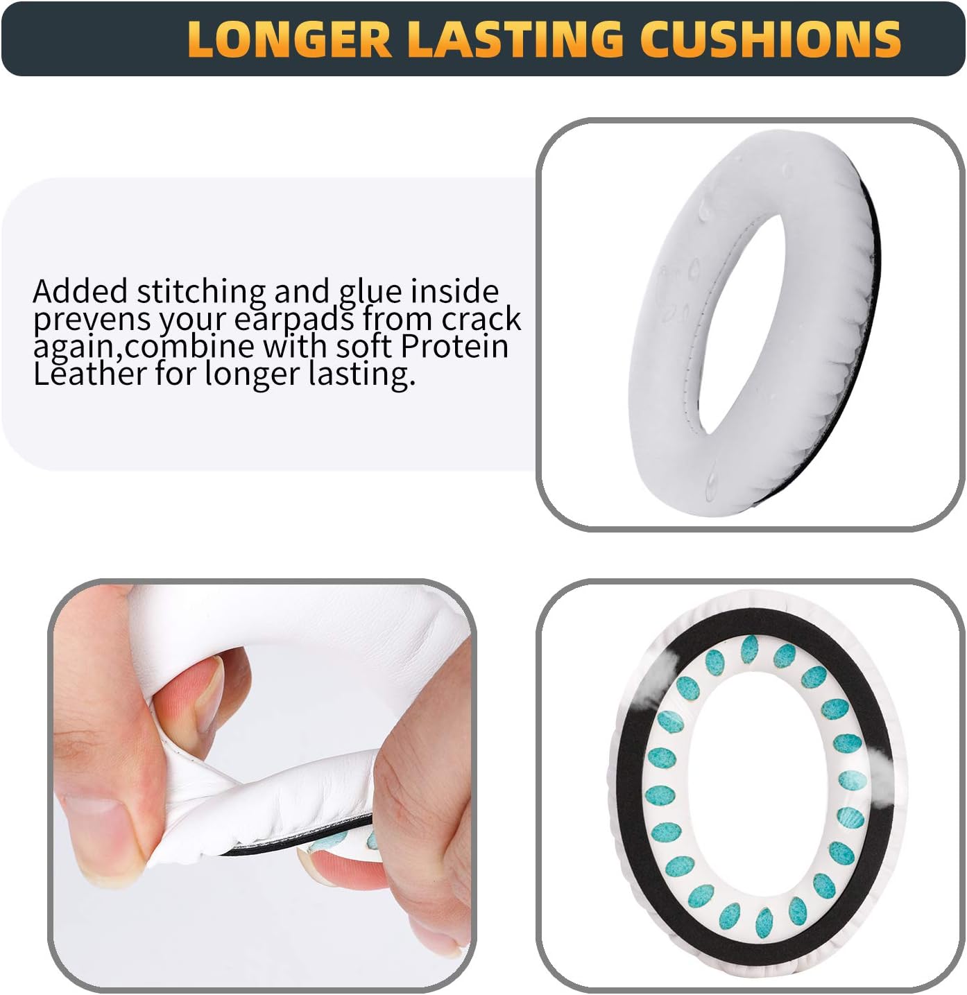 Premium Replacement Ear Pads Compatible for Bose QC35 & QC35ii Over-Ear Headphones Made by GEVO- Comfortable Adaptive Memory Foam and Extra Durable Earpads Kit for Bose QuietComfort 35 &35ii(White)