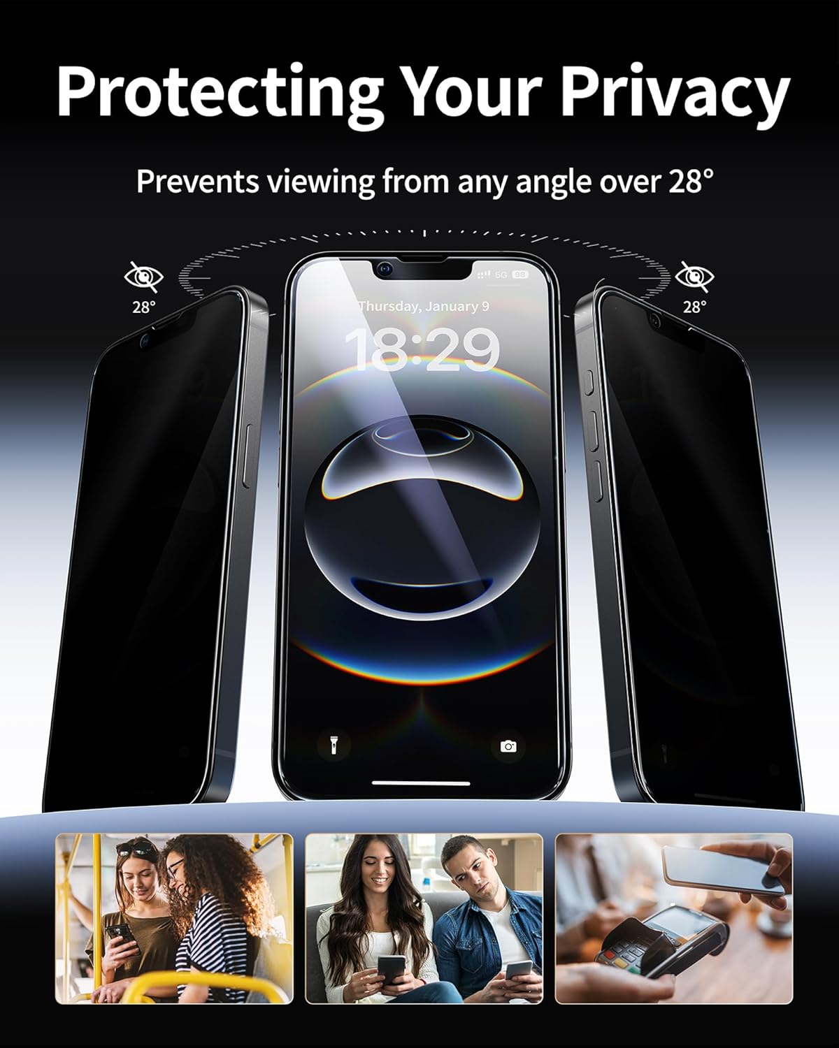 NIMASO for iPhone 16e/13 Pro/13/14 Screen Protector, 2 Pack Privacy Tempered Glass Screen Protector for iPhone 16e, 28°Anti-Spy, Automatic Dust Removal, Instant Installation (6.1 inches)